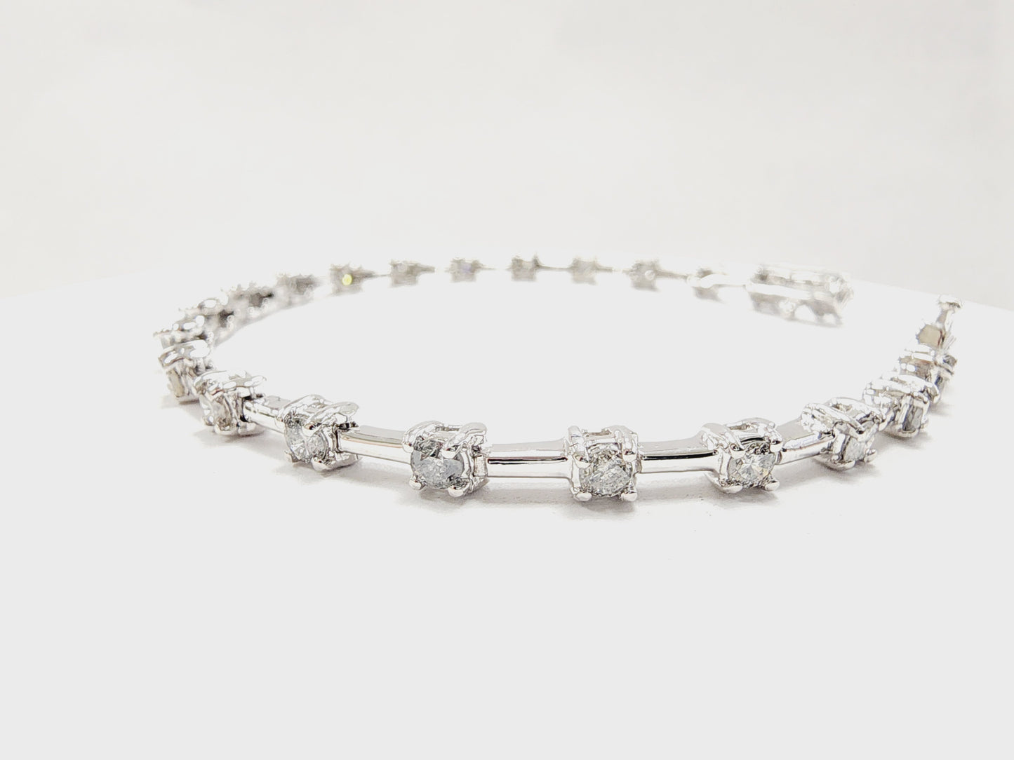 2.41 Carat Natural Diamond Tennis Bracelet 14 Karat White Gold