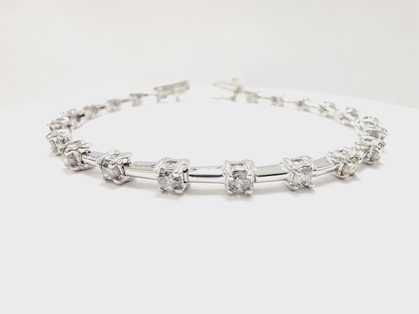 2.41 Carat Natural Diamond Tennis Bracelet 14 Karat White Gold