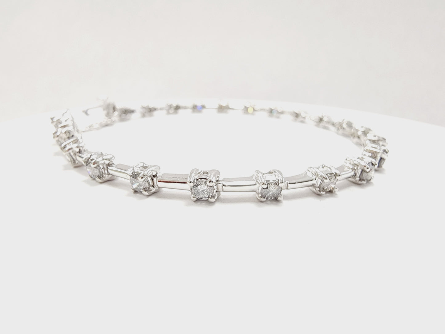 2.41 Carat Natural Diamond Tennis Bracelet 14 Karat White Gold
