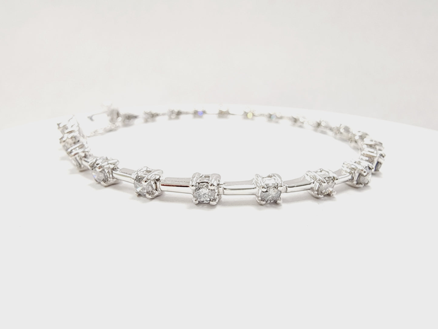 2.41 Carat Natural Diamond Bar Bracelet 14 Karat White Gold