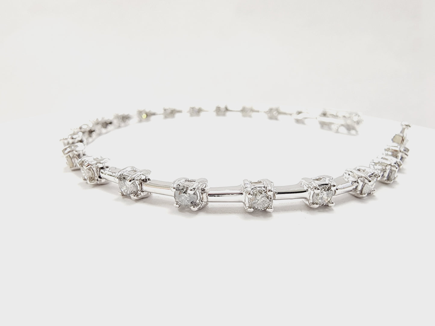 2.41 Carat Natural Diamond Tennis Bracelet 14 Karat White Gold
