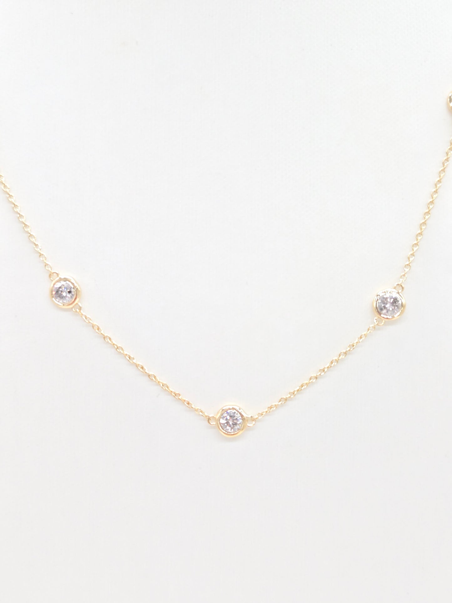 2.16 Carat Natural Diamond By The Yard Necklace 14 Karat Yellow Gold 16''