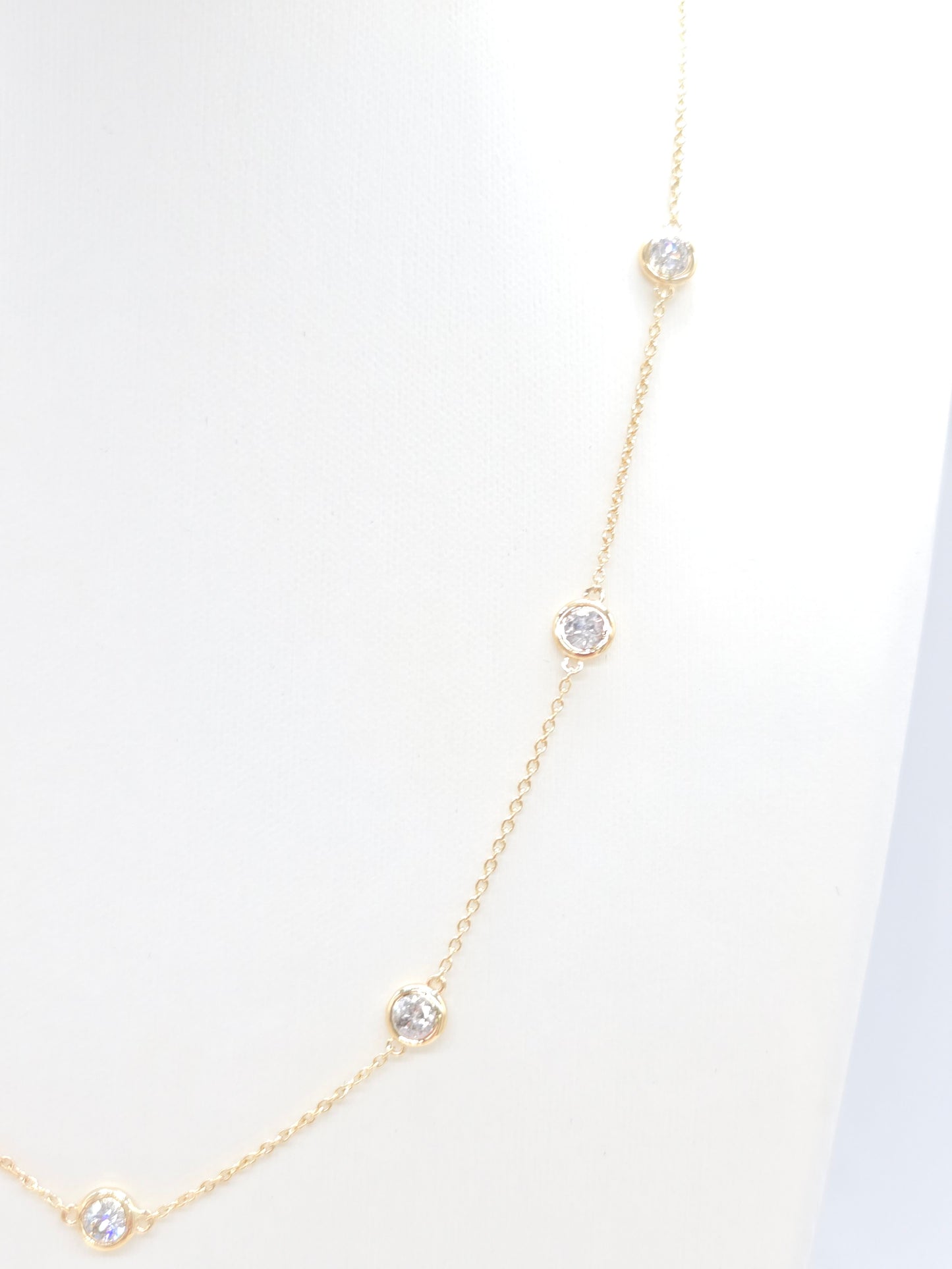 2.16 Carat Natural Diamond By The Yard Necklace 14 Karat Yellow Gold 16''