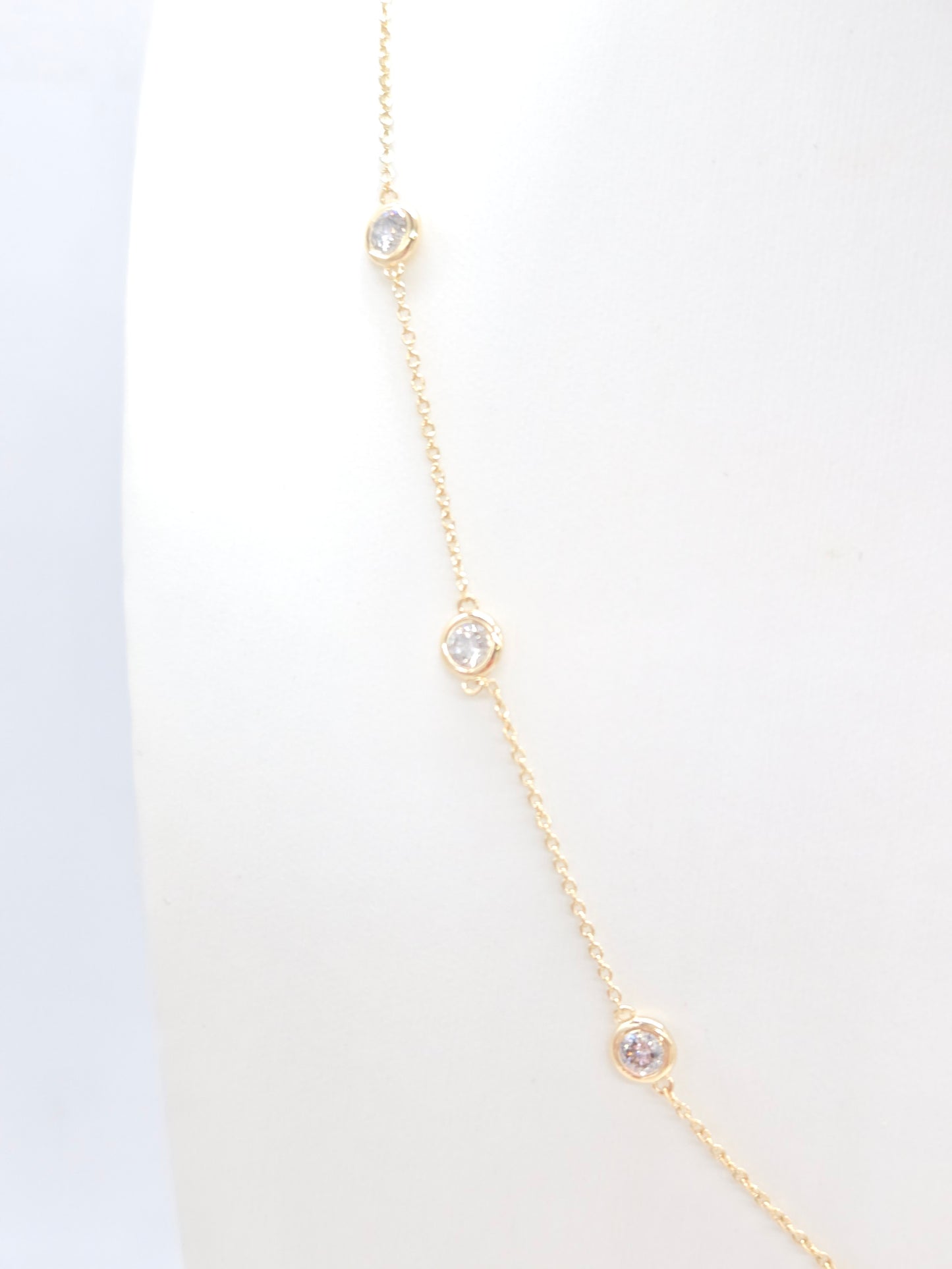 2.16 Carat Natural Diamond By The Yard Necklace 14 Karat Yellow Gold 16''
