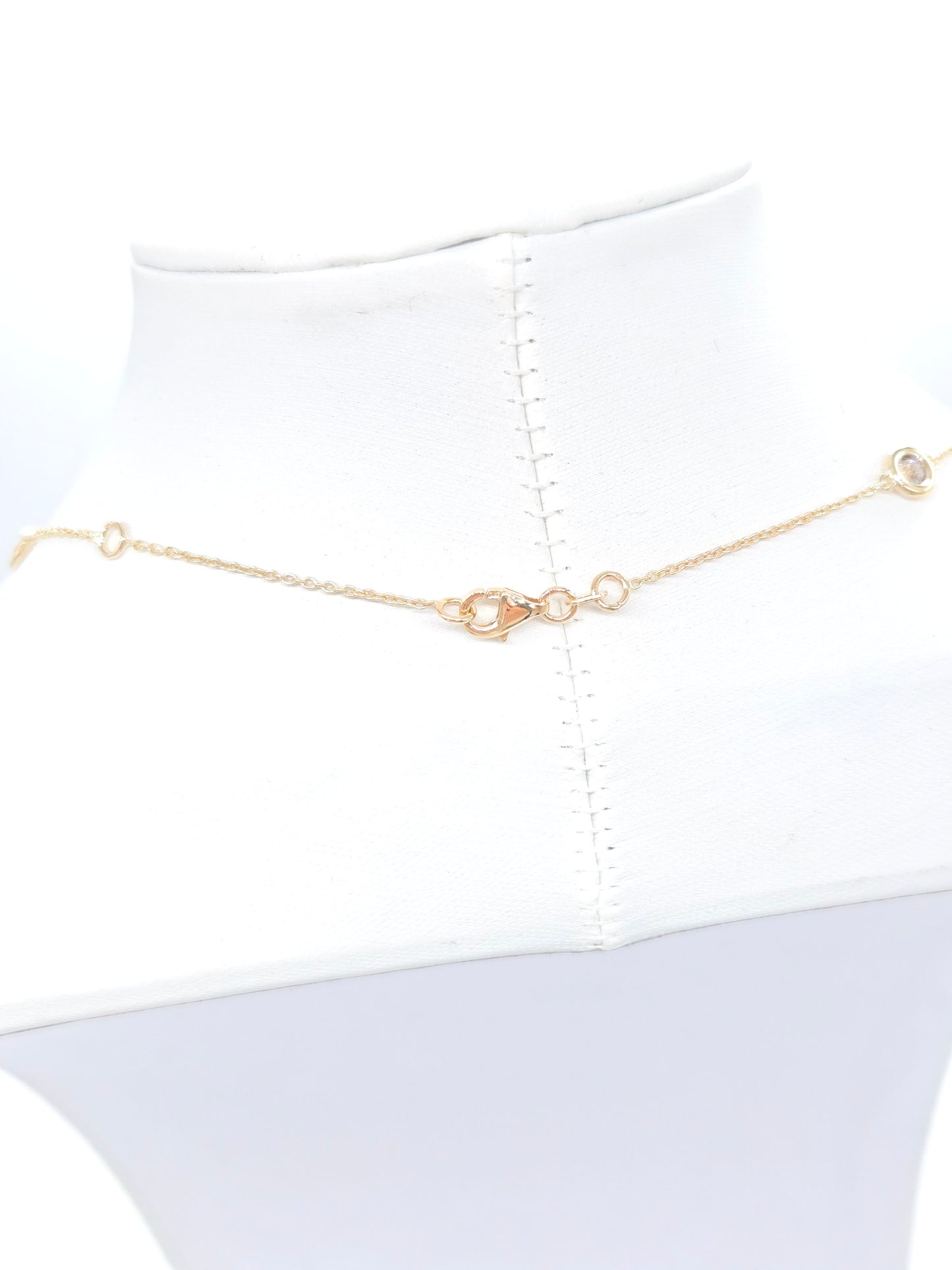 2.16 Carat Natural Diamond By The Yard Necklace 14 Karat Yellow Gold 16''