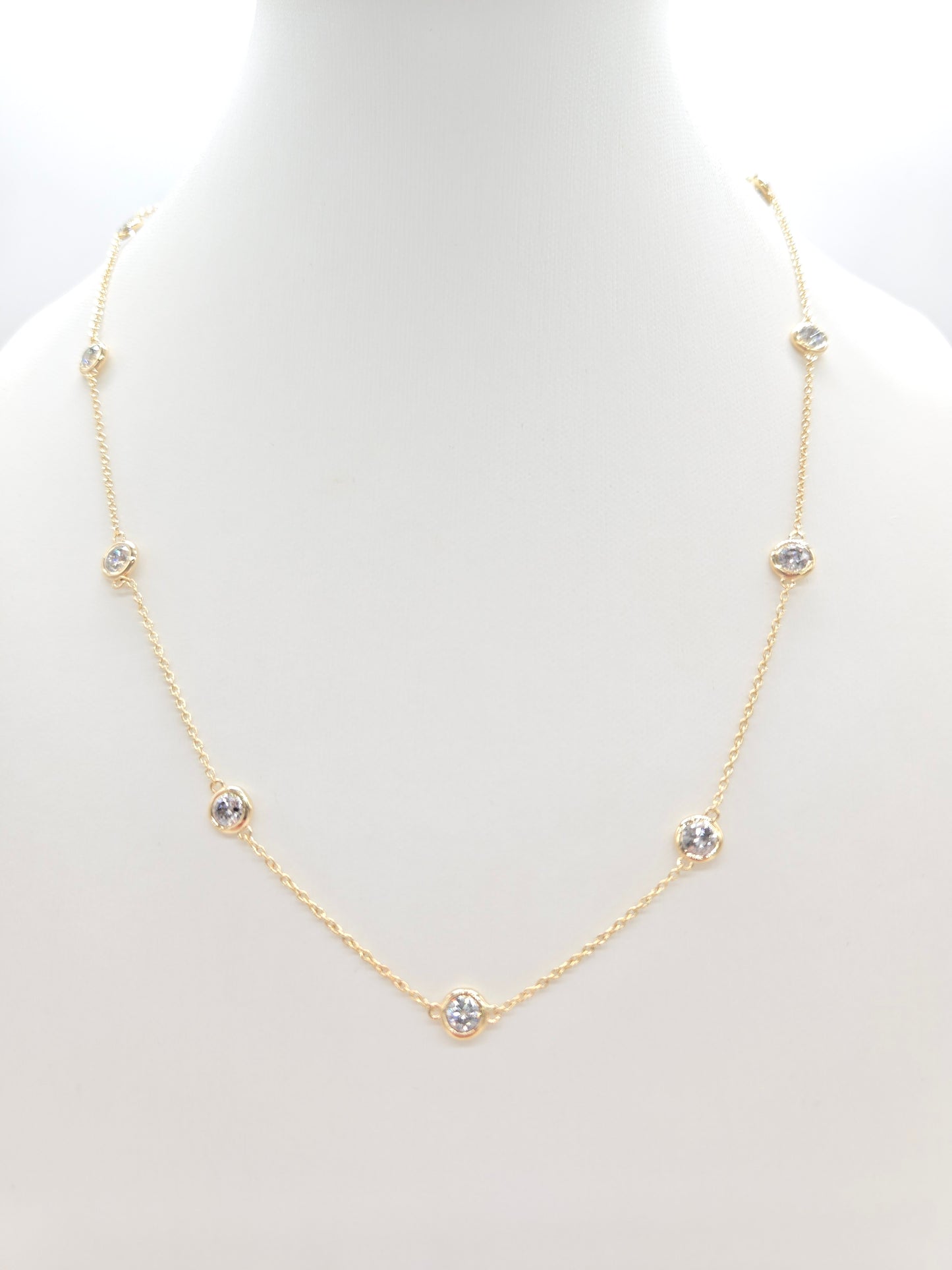 2.16 Carat Natural Diamond By The Yard Necklace 14 Karat Yellow Gold 16''