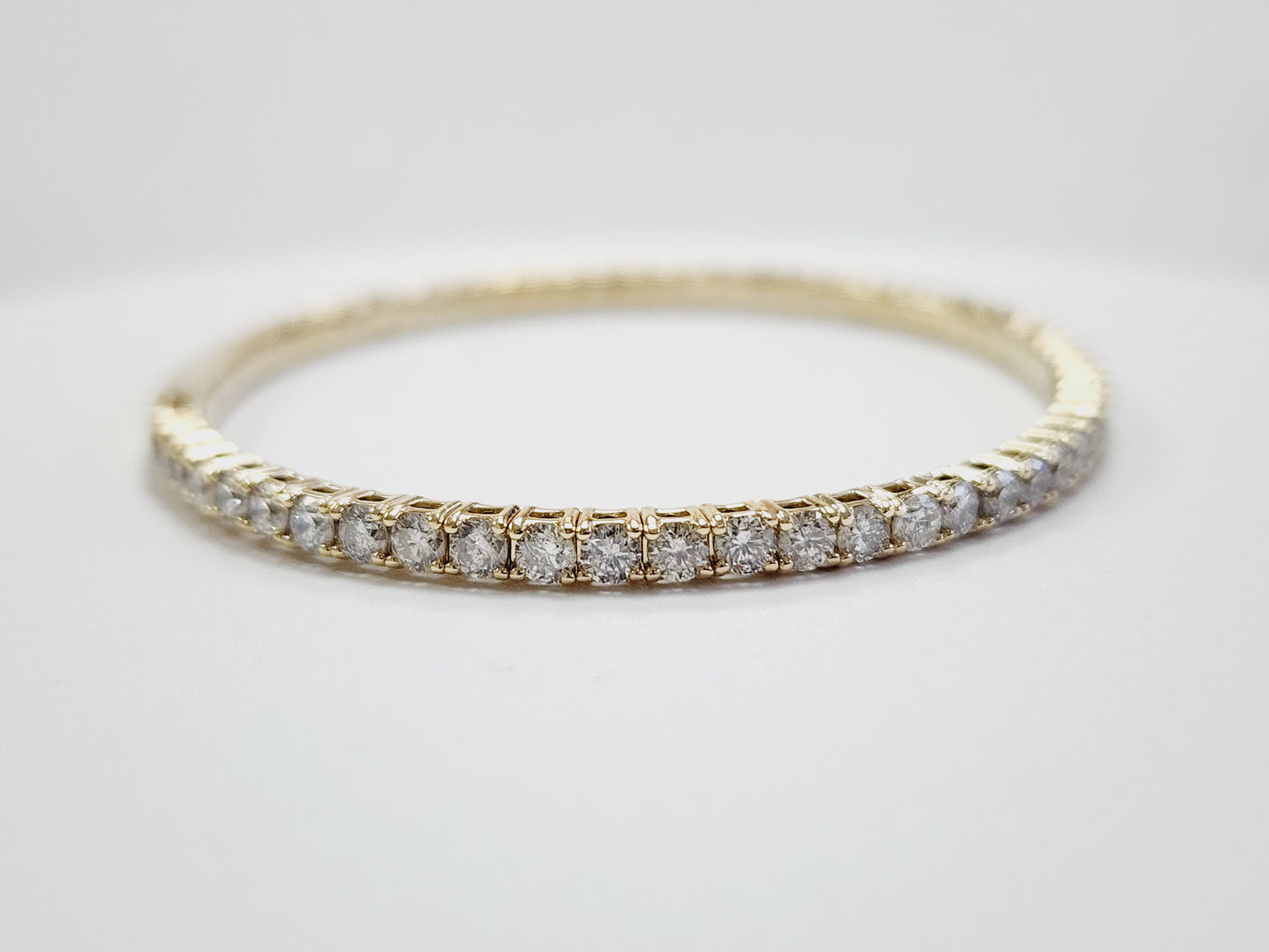 4.45 Carat Flexible Bangle Natural Diamond Yellow Gold 14 Karat
