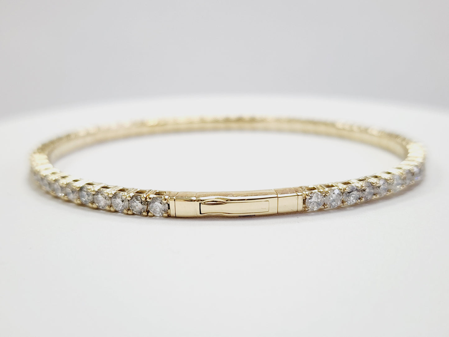 4.45 Carat Flexible Bangle Natural Diamond Yellow Gold 14 Karat