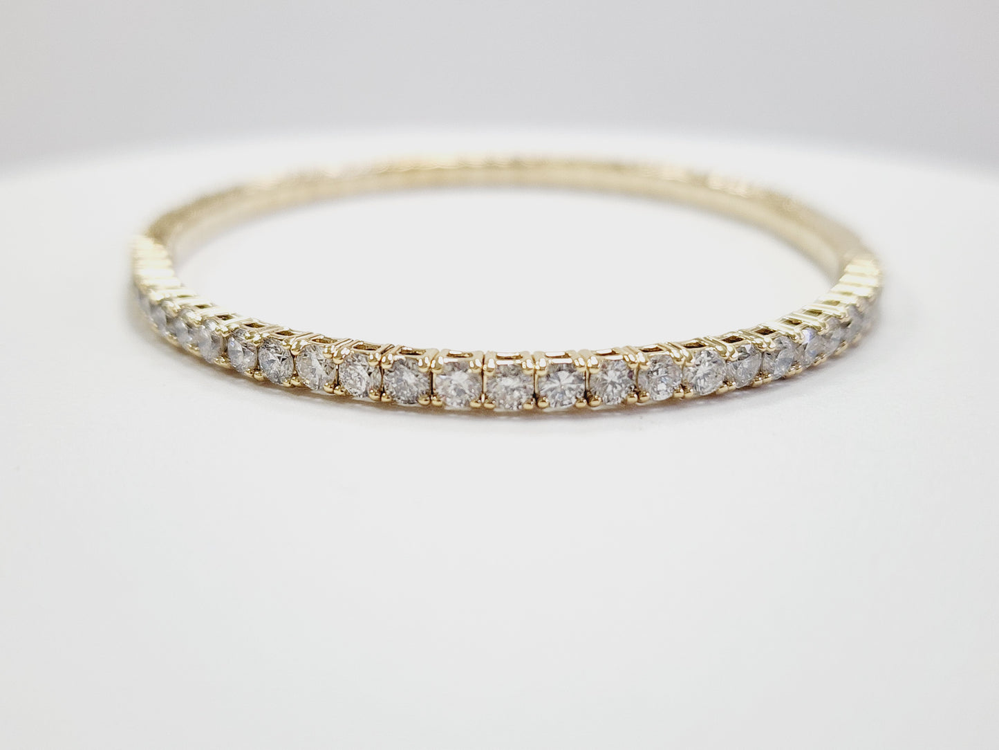 4.45 Carat Flexible Bangle Natural Diamond Yellow Gold 14 Karat