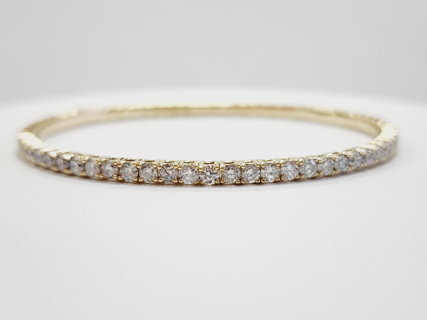 4.45 Carat Flexible Bangle Natural Diamond Yellow Gold 14 Karat