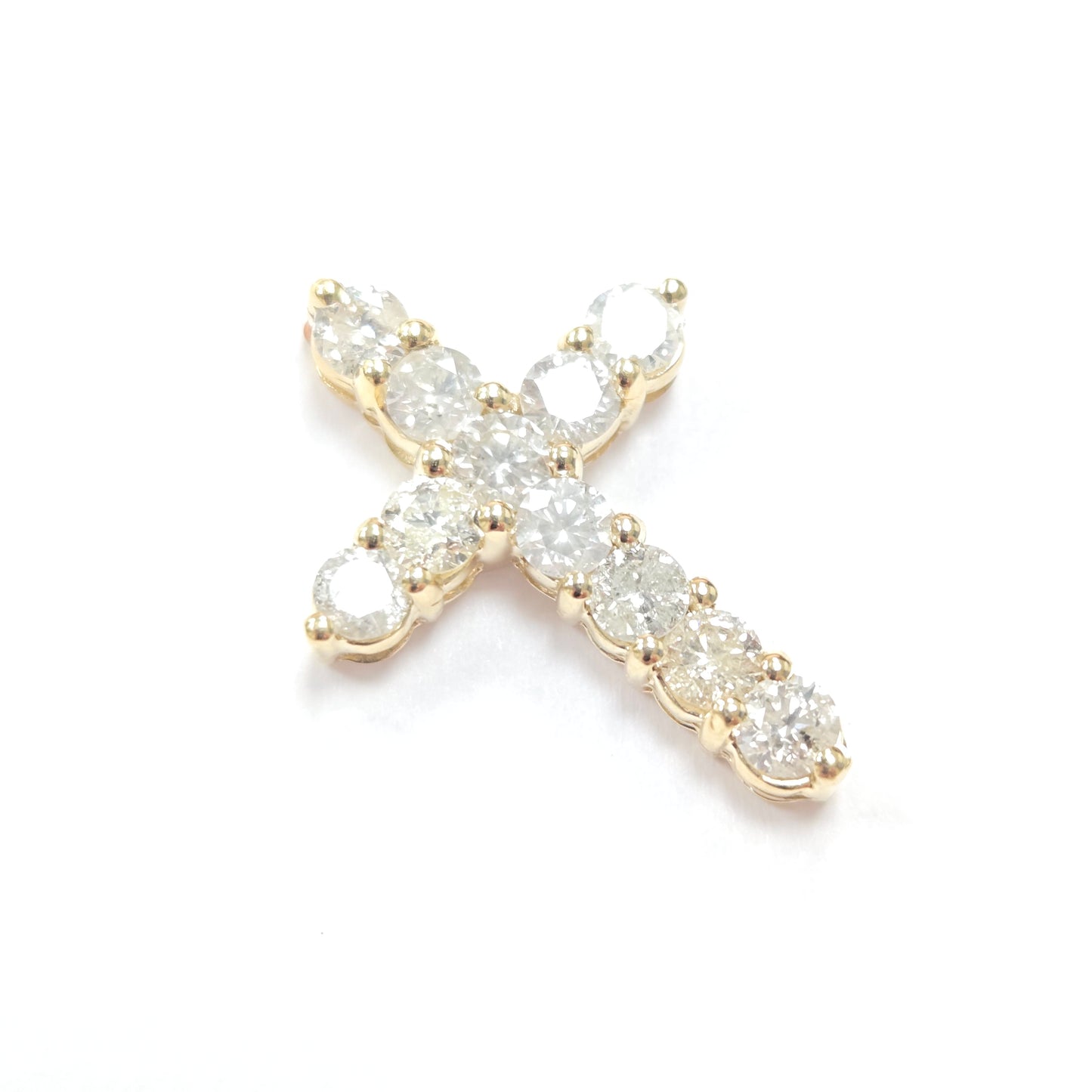 2.36 Carat Natural Diamond Cross Pendant 14 Karat Yellow Gold