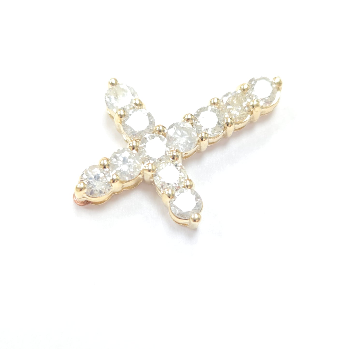 2.36 Carat Natural Diamond Cross Pendant 14 Karat Yellow Gold