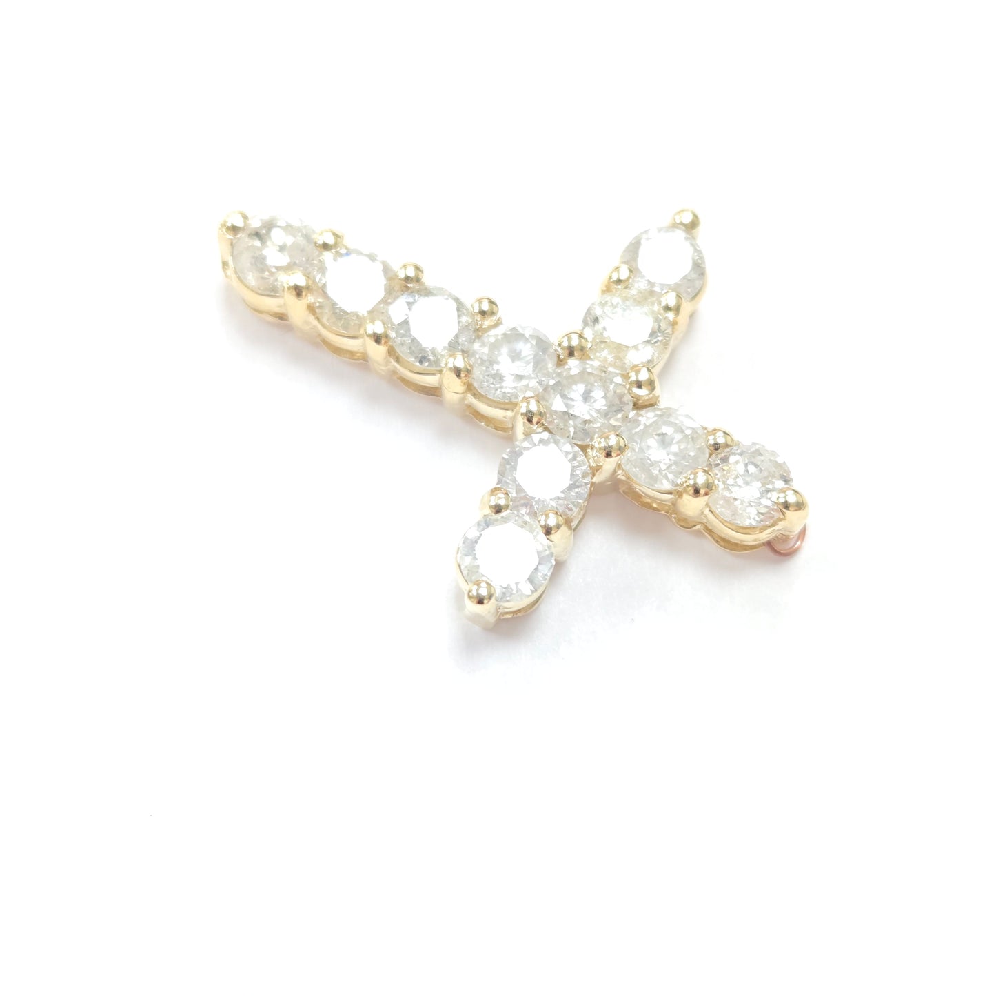 2.36 Carat Natural Diamond Cross Pendant 14 Karat Yellow Gold