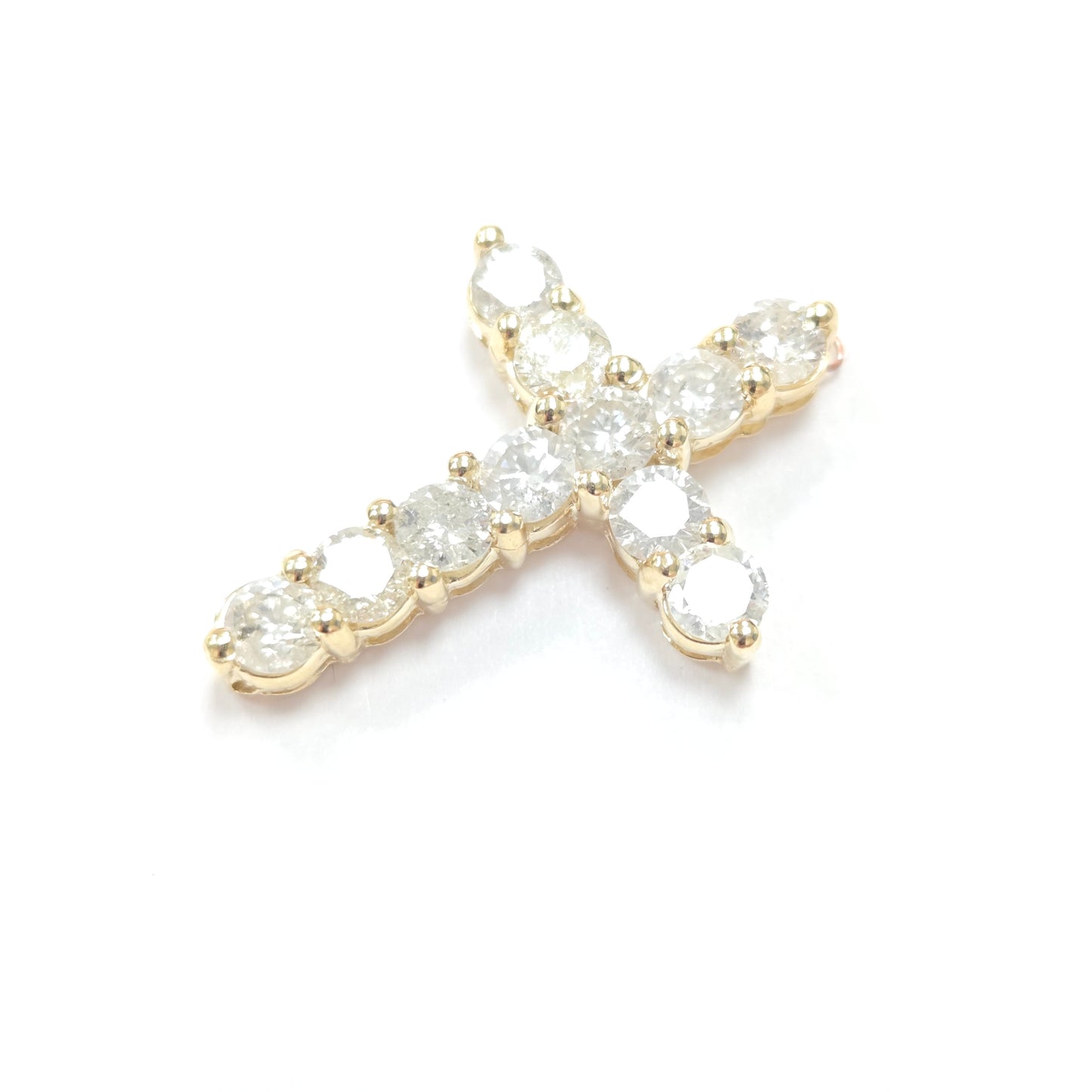 2.36 Carat Natural Diamond Cross Pendant 14 Karat Yellow Gold