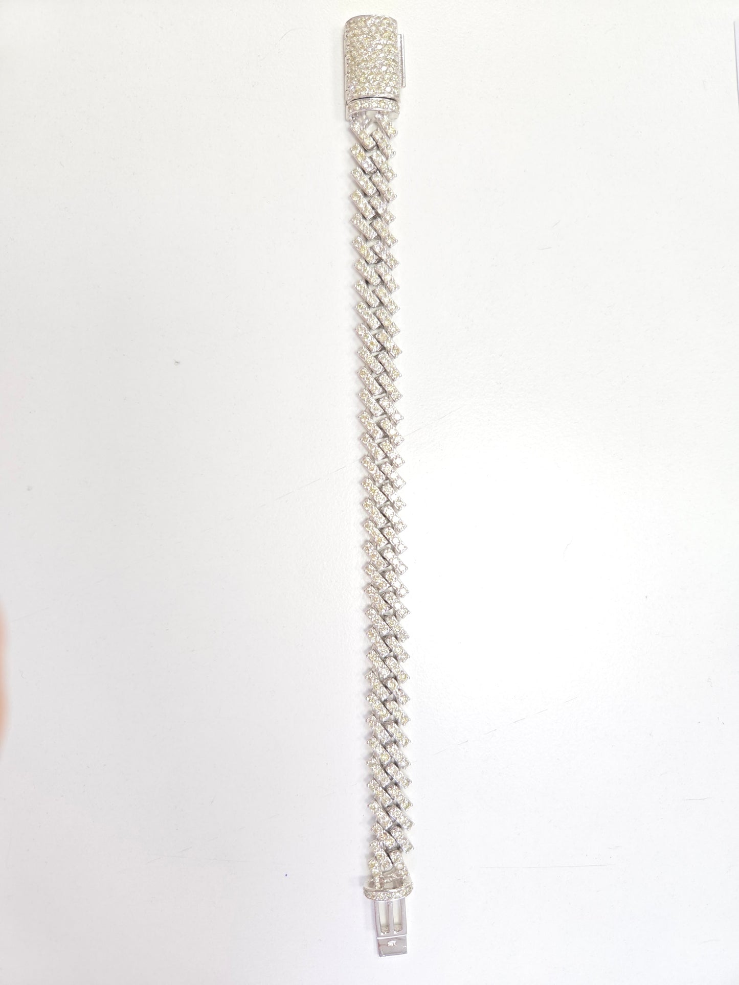 7.18 Carat Diamond Cuban Bracelet Solid 14 Karat White Gold