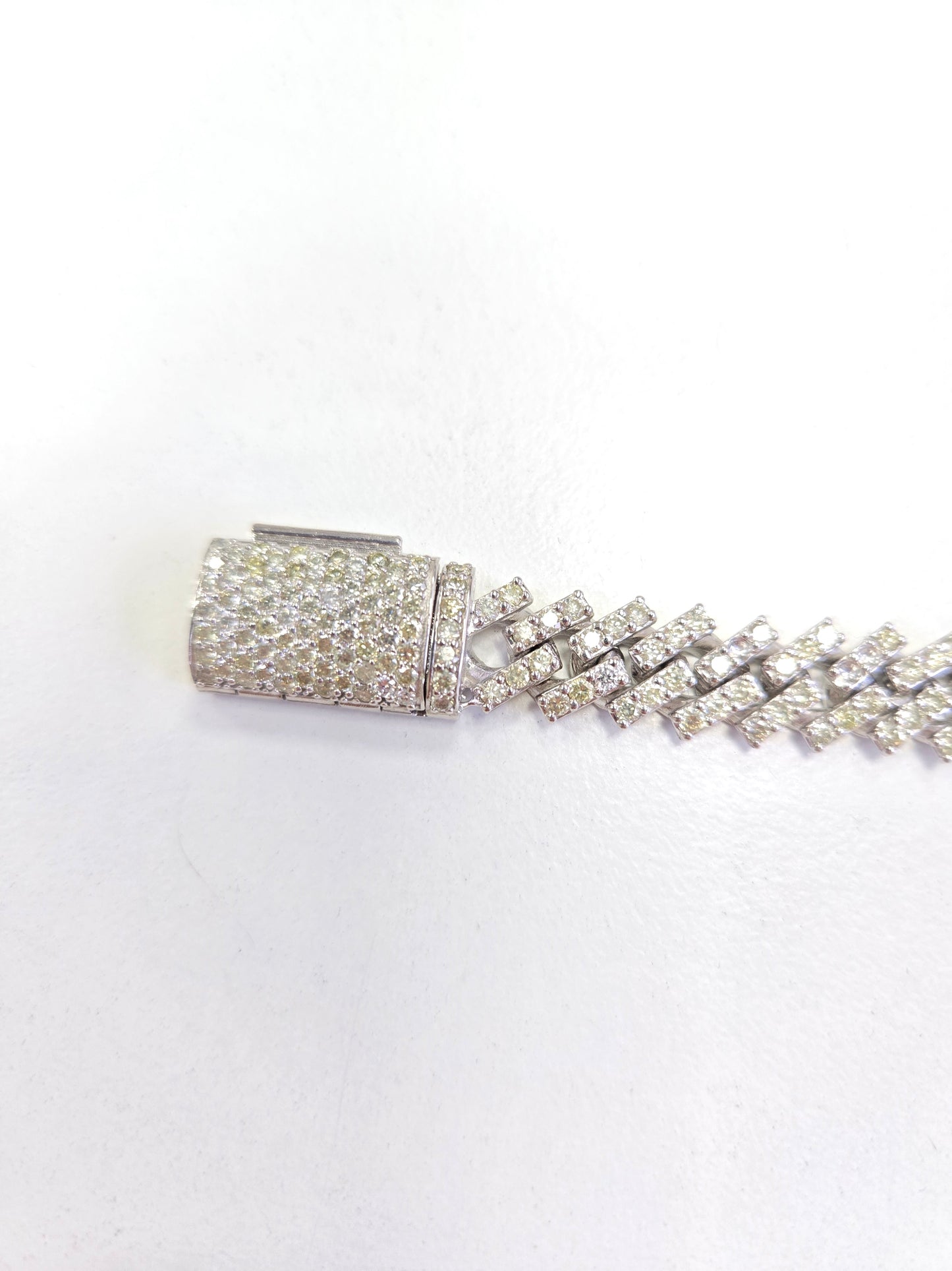 7.18 Carat Diamond Cuban Bracelet Solid 14 Karat White Gold