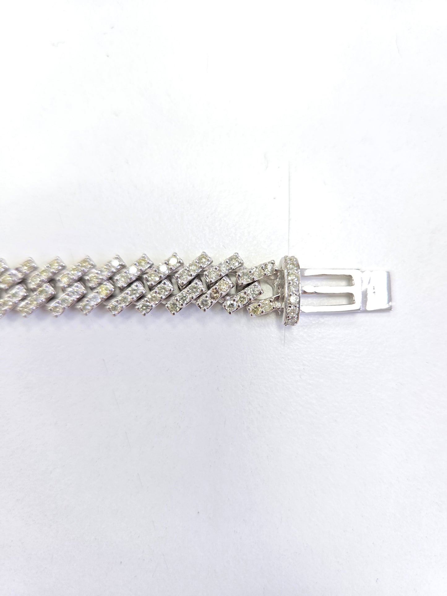 7.18 Carat Diamond Cuban Bracelet Solid 14 Karat White Gold