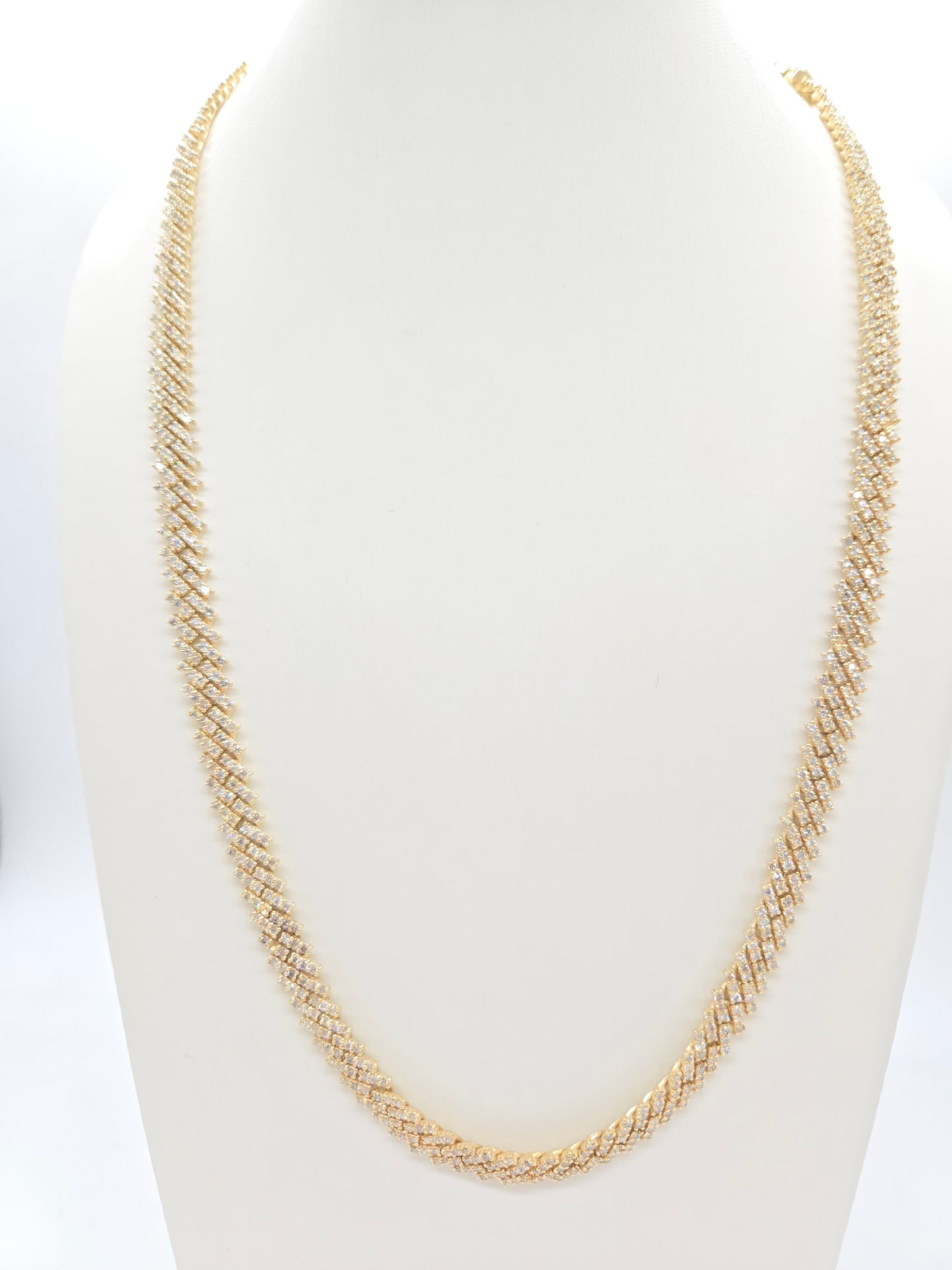11.26 Carats Natural Diamonds Cuban Necklace Chain 10 Karats Yellow Gold 22''