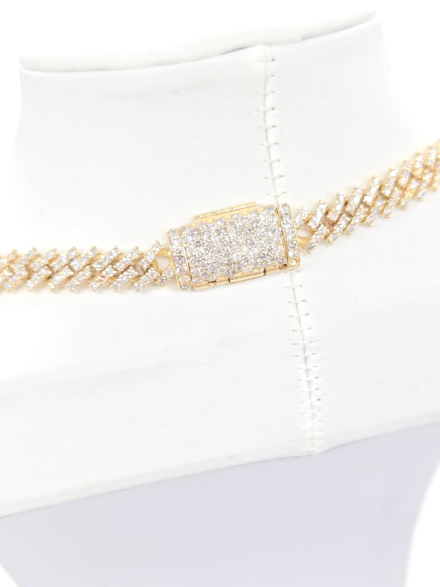 11.26 Carats Natural Diamonds Cuban Necklace Chain 10 Karats Yellow Gold 22''