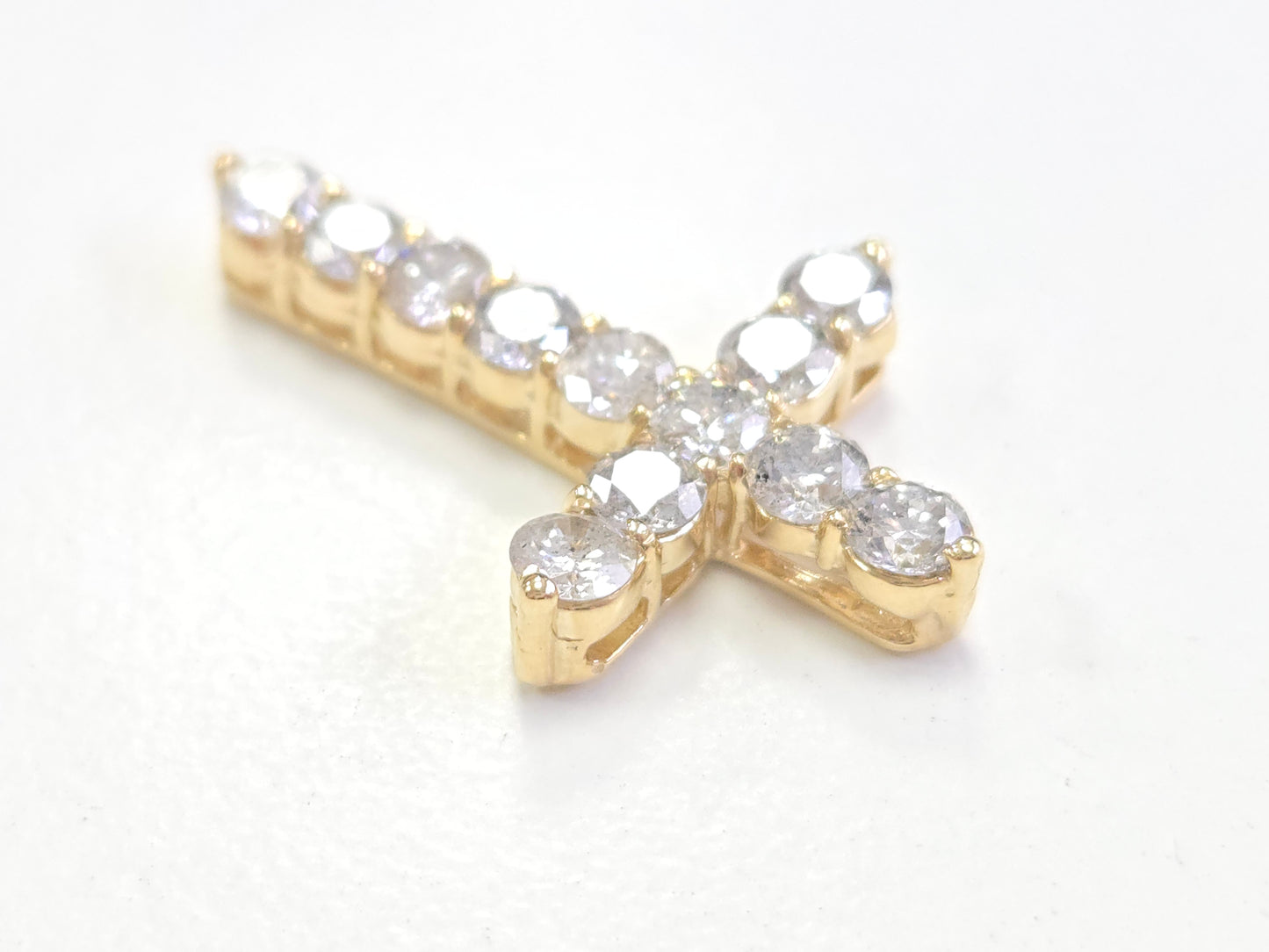 3.20 Carat Natural Diamond Cross Pendant 14 Karat Yellow Gold