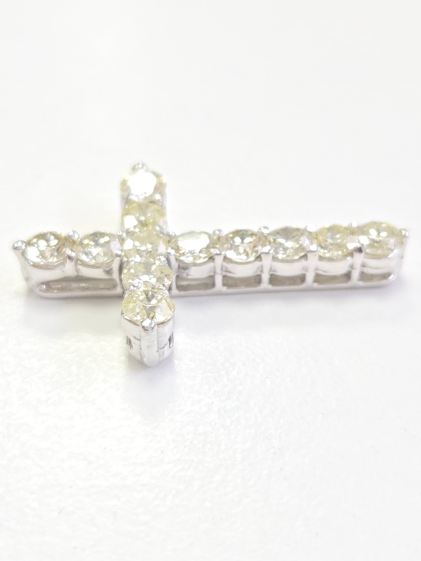 2.97 Carat Natural Diamond Cross Pendant 14 Karat White Gold