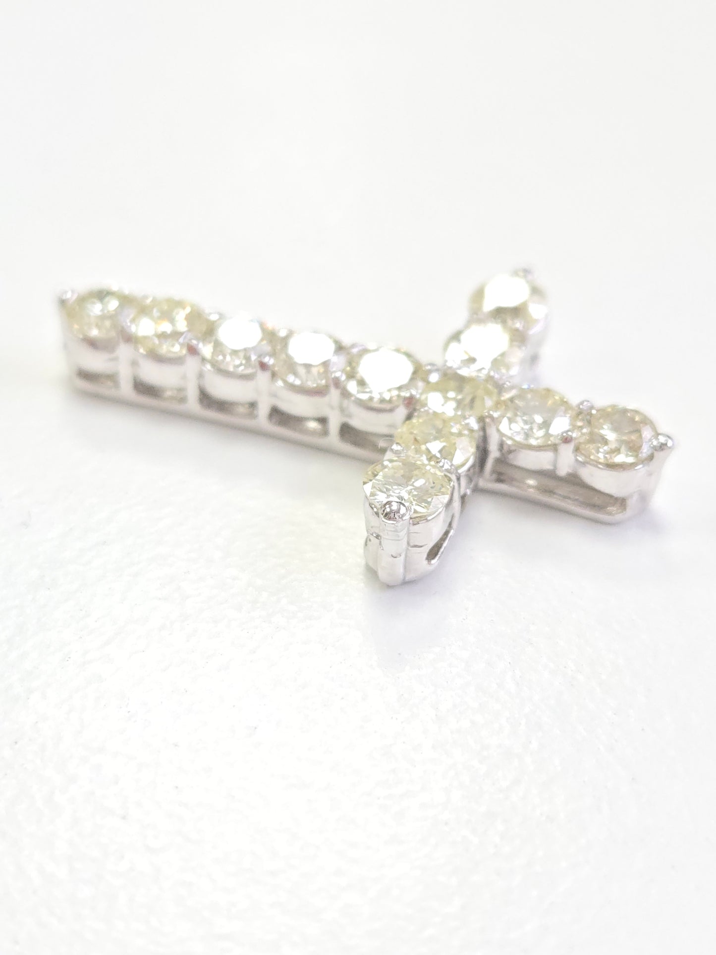 2.97 Carat Natural Diamond Cross Pendant 14 Karat White Gold