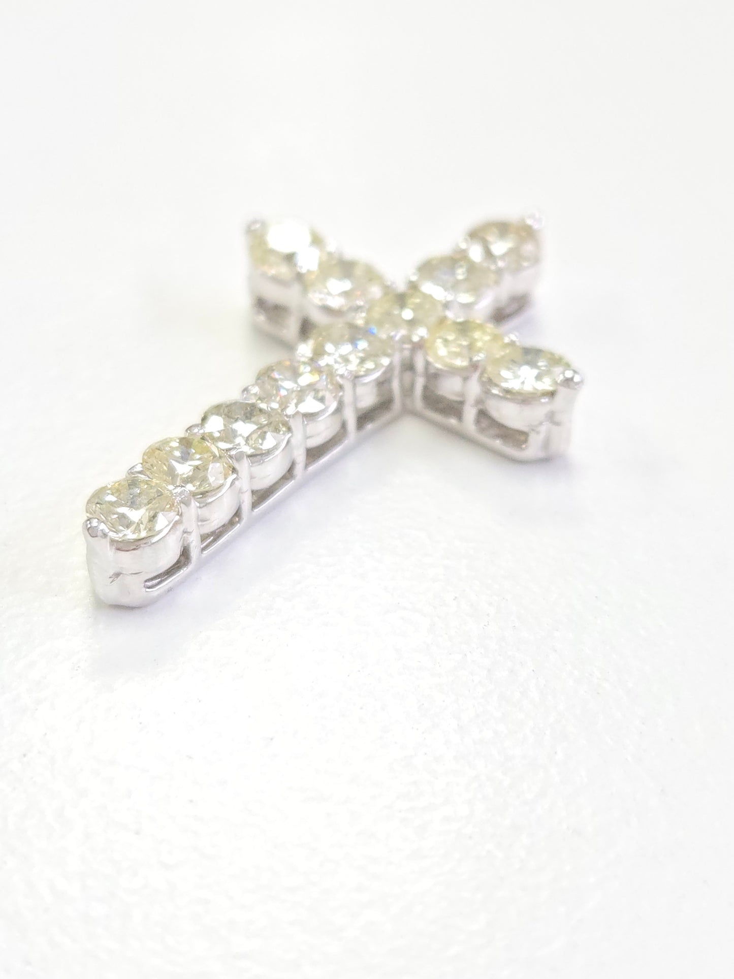 2.97 Carat Natural Diamond Cross Pendant 14 Karat White Gold