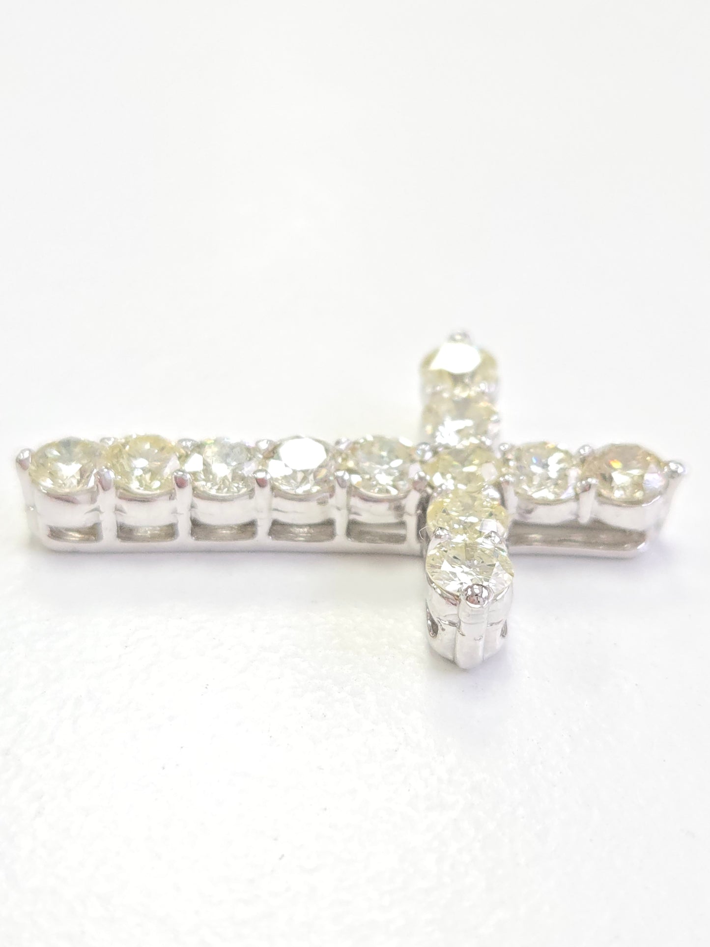 2.97 Carat Natural Diamond Cross Pendant 14 Karat White Gold