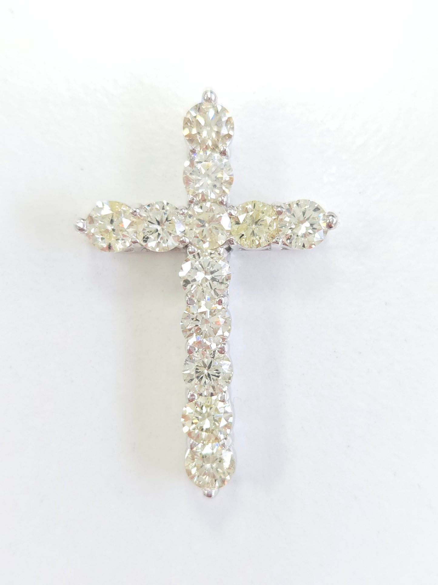 2.97 Carat Natural Diamond Cross Pendant 14 Karat White Gold