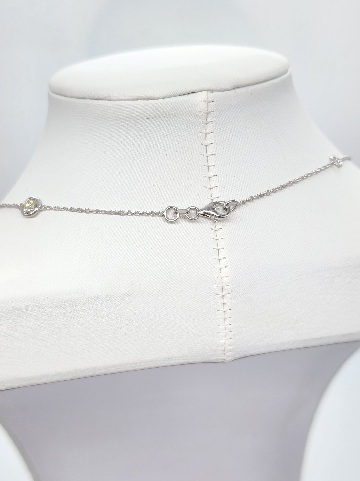 1.84 Carat Natural Diamond By The Yard Necklace 14 Karat White Gold 16''