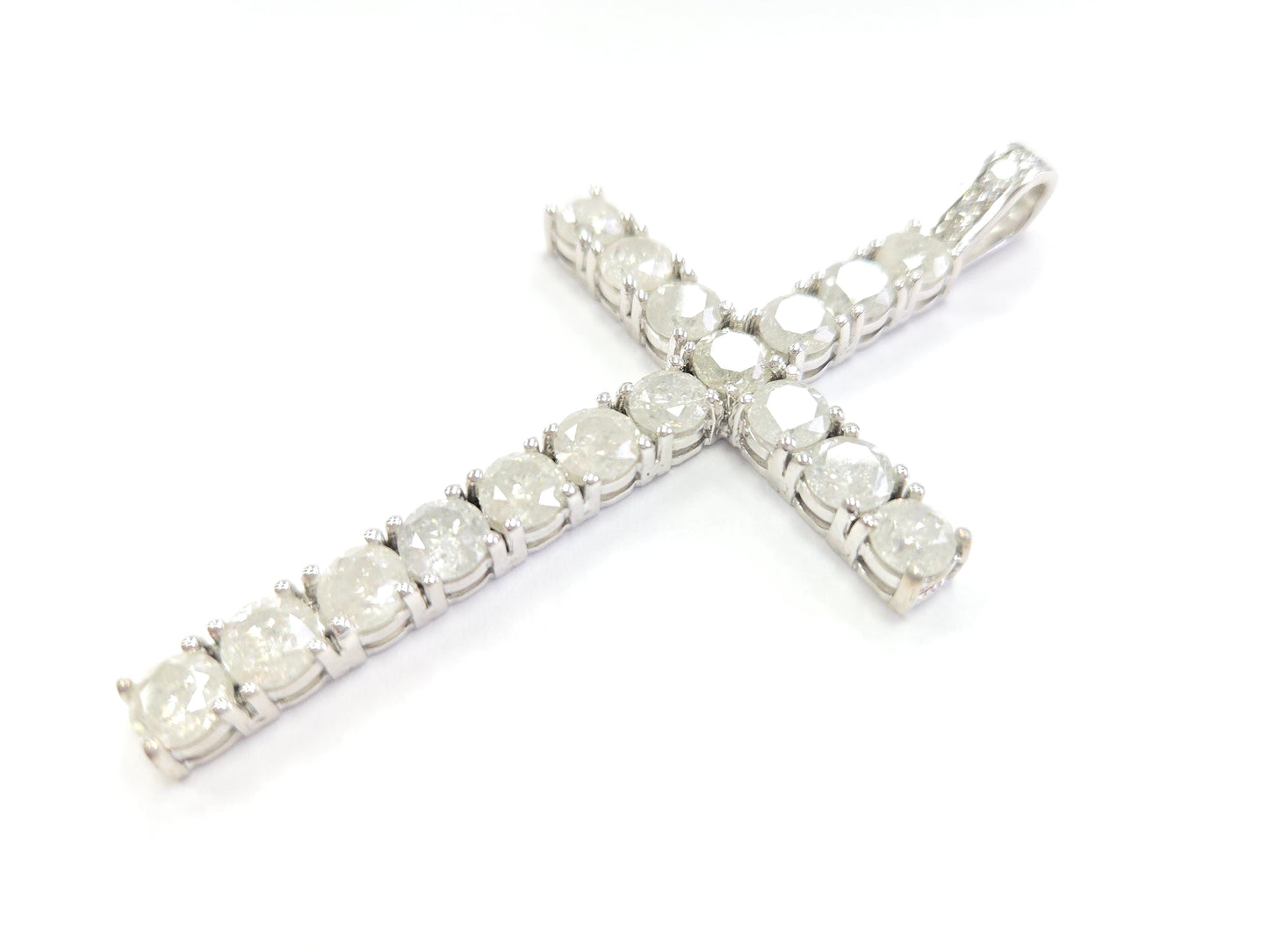 18.42 Carat Natural Diamond LARGE Cross Pendant 14 Karat White Gold