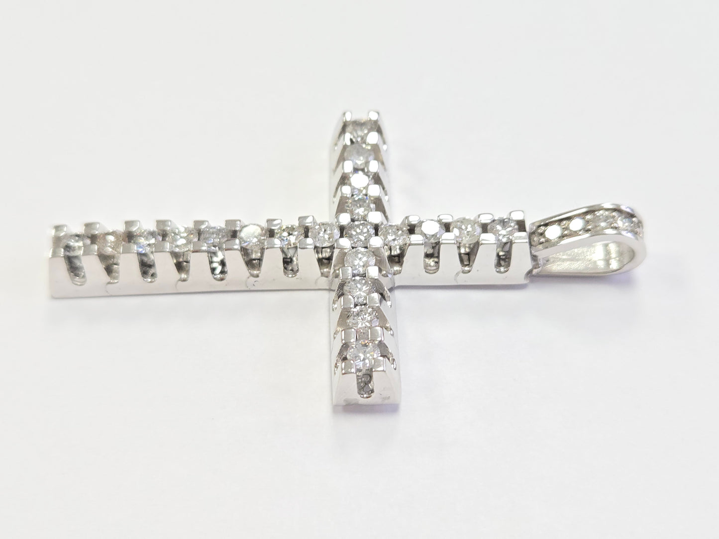 5.50 Carat Natural Diamond Cross Pendant 14 Karat White Gold