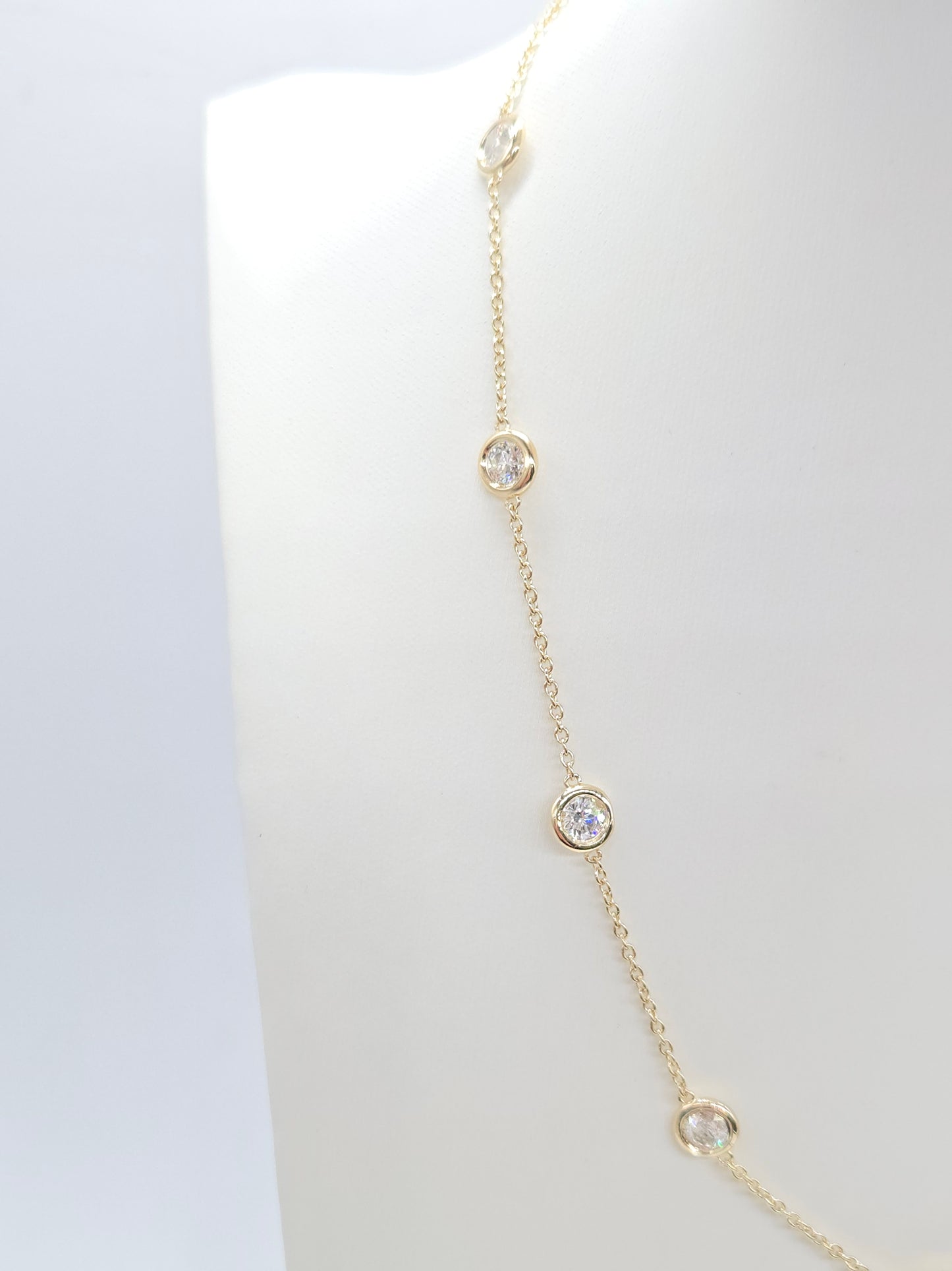 3.85 Carat Natural Diamond By The Yard Necklace 14 Karat Yellow Gold 16''