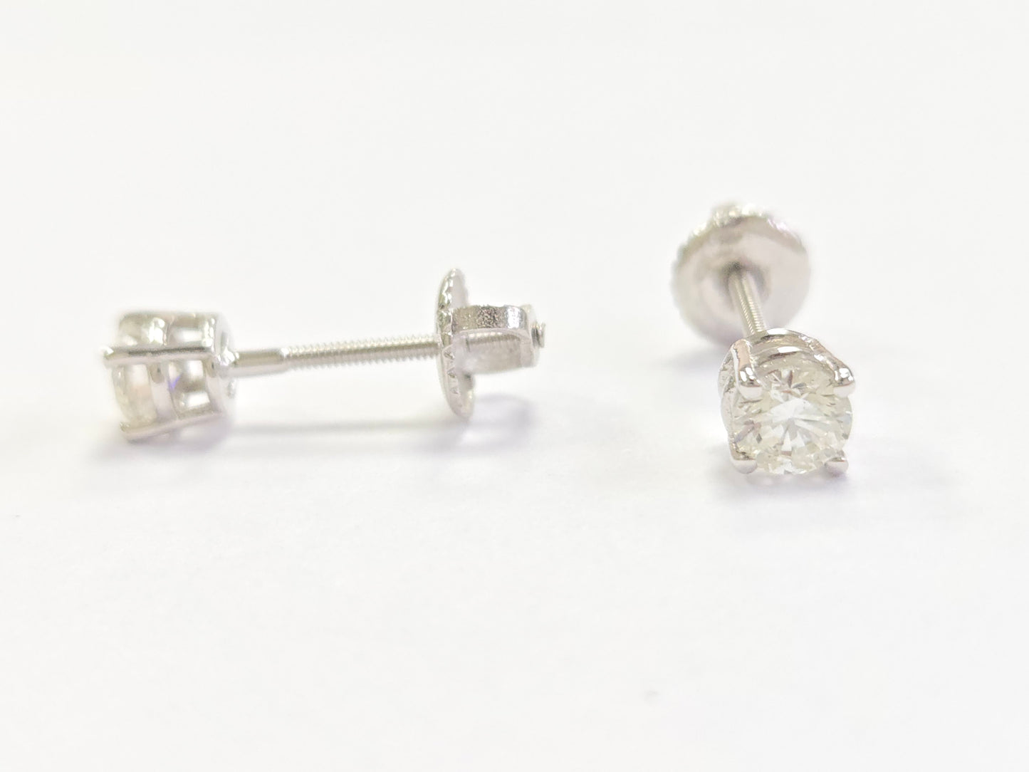 0.50 Carat Natural Brilliant Round Diamond Stud Earrings in 14K White Gold