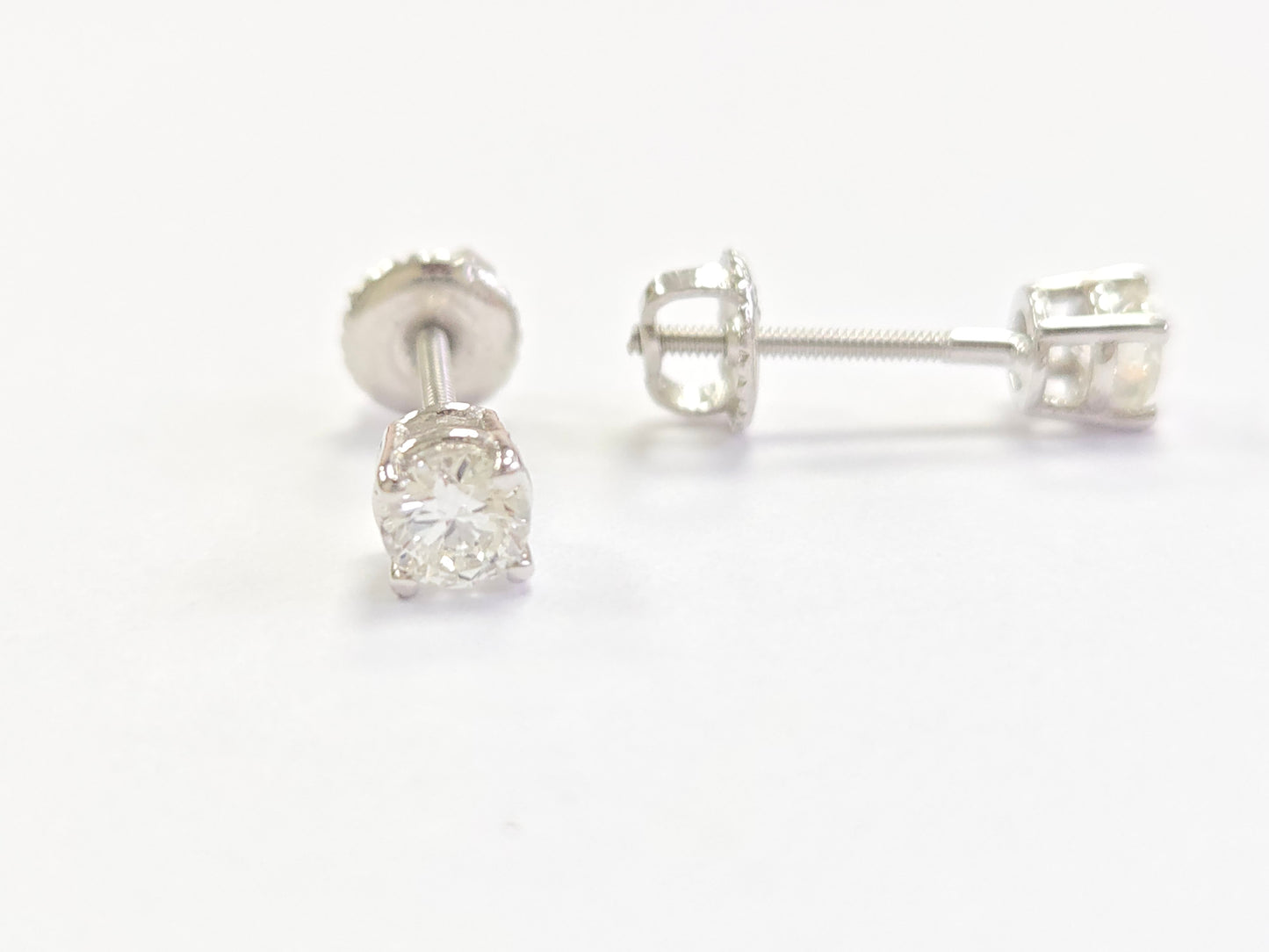 0.50 Carat Natural Brilliant Round Diamond Stud Earrings in 14K White Gold