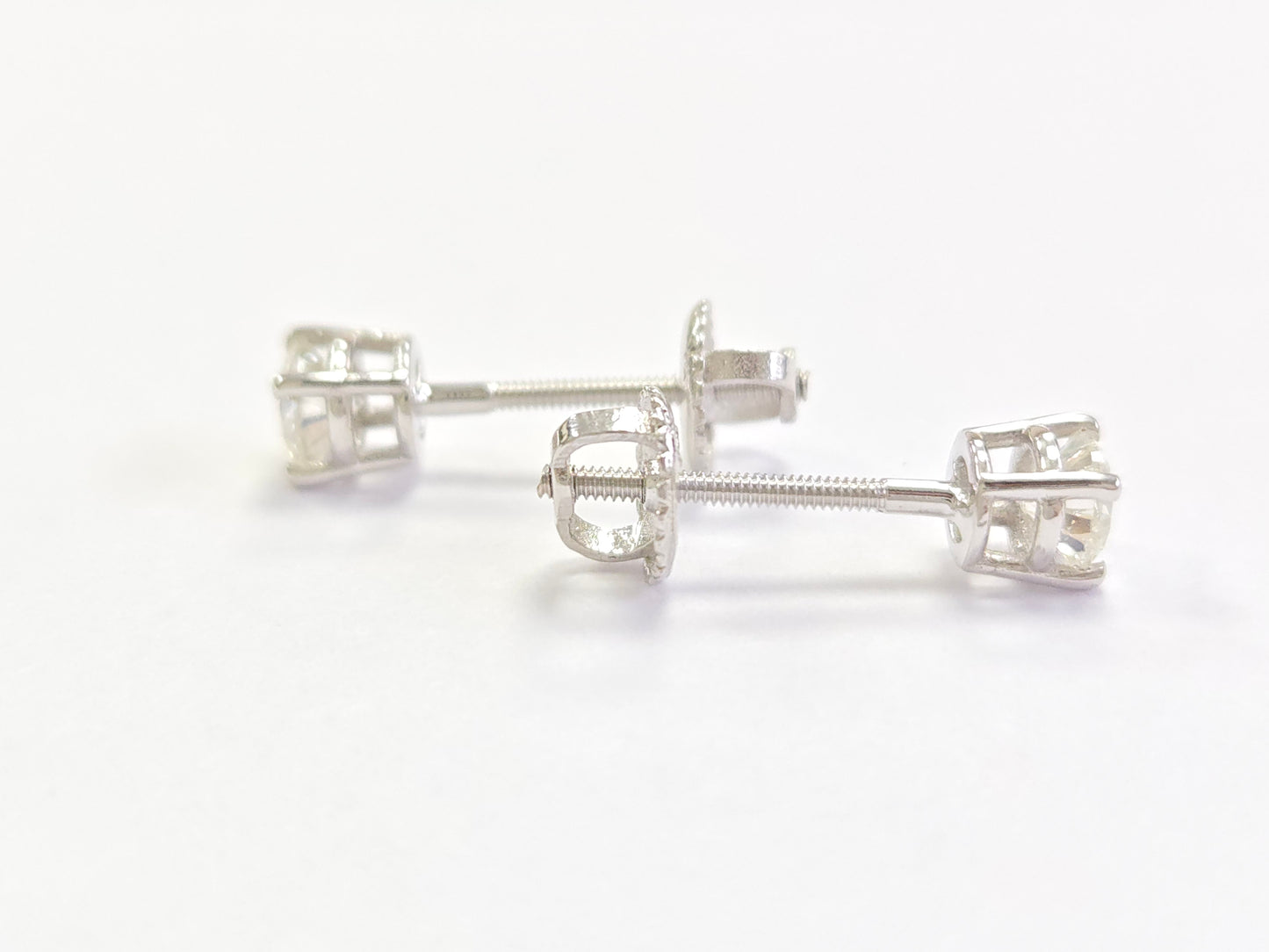 0.50 Carat Natural Brilliant Round Diamond Stud Earrings in 14K White Gold
