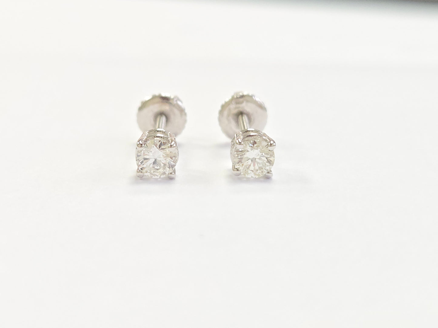0.50 Carat Natural Brilliant Round Diamond Studs Earrings in 14K White Gold