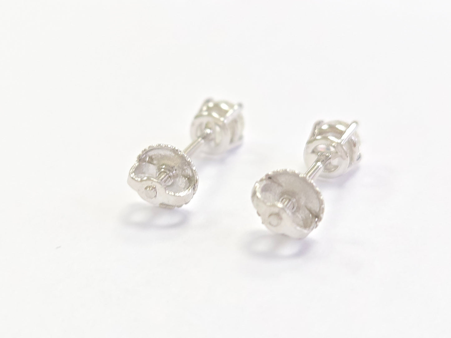 0.50 Carat Natural Brilliant Round Diamond Stud Earrings in 14K White Gold