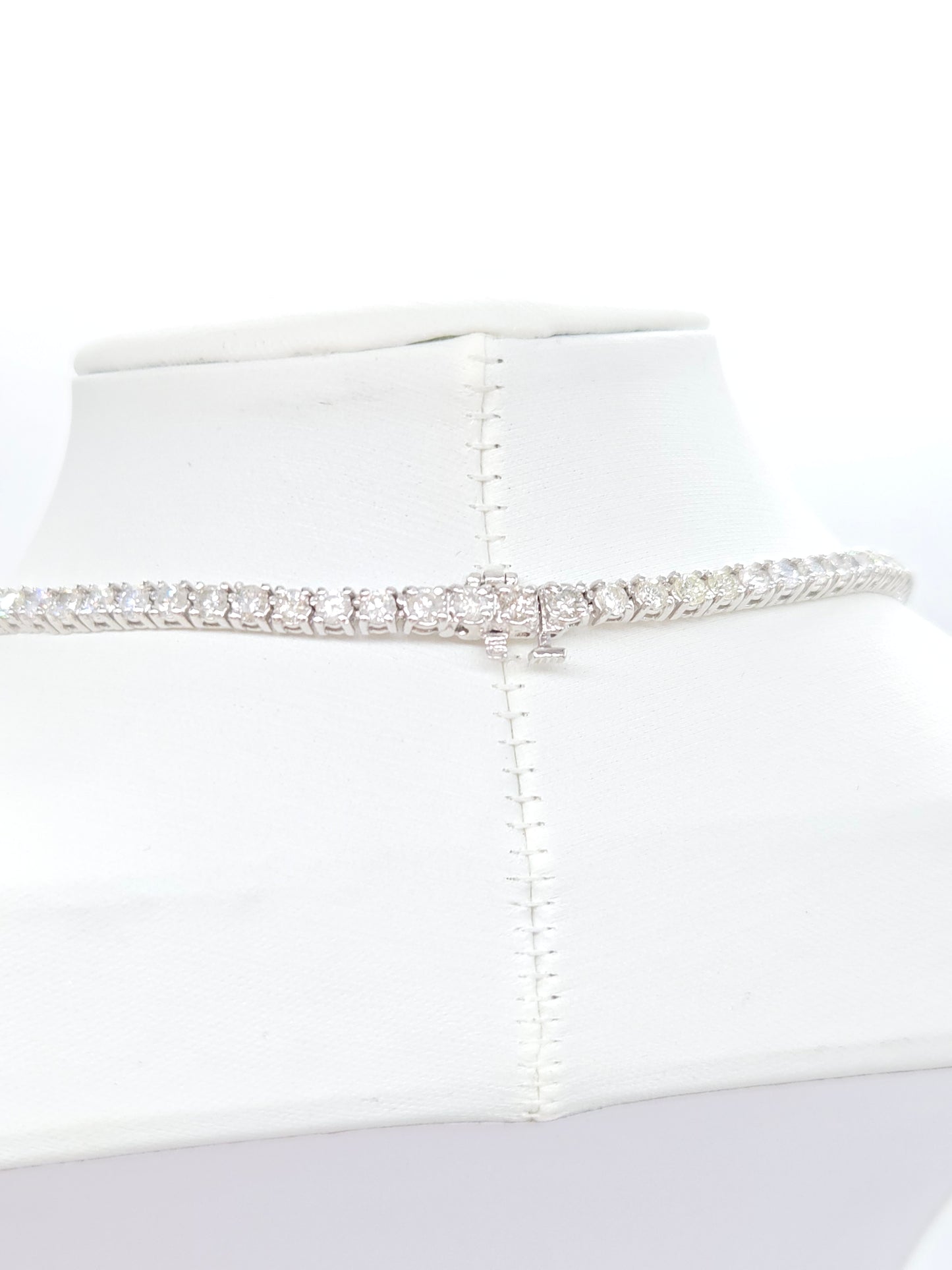 16.40 Carat Natural Round Brilliant Cut Diamond Tennis Necklace 14 Karat White Gold 22''