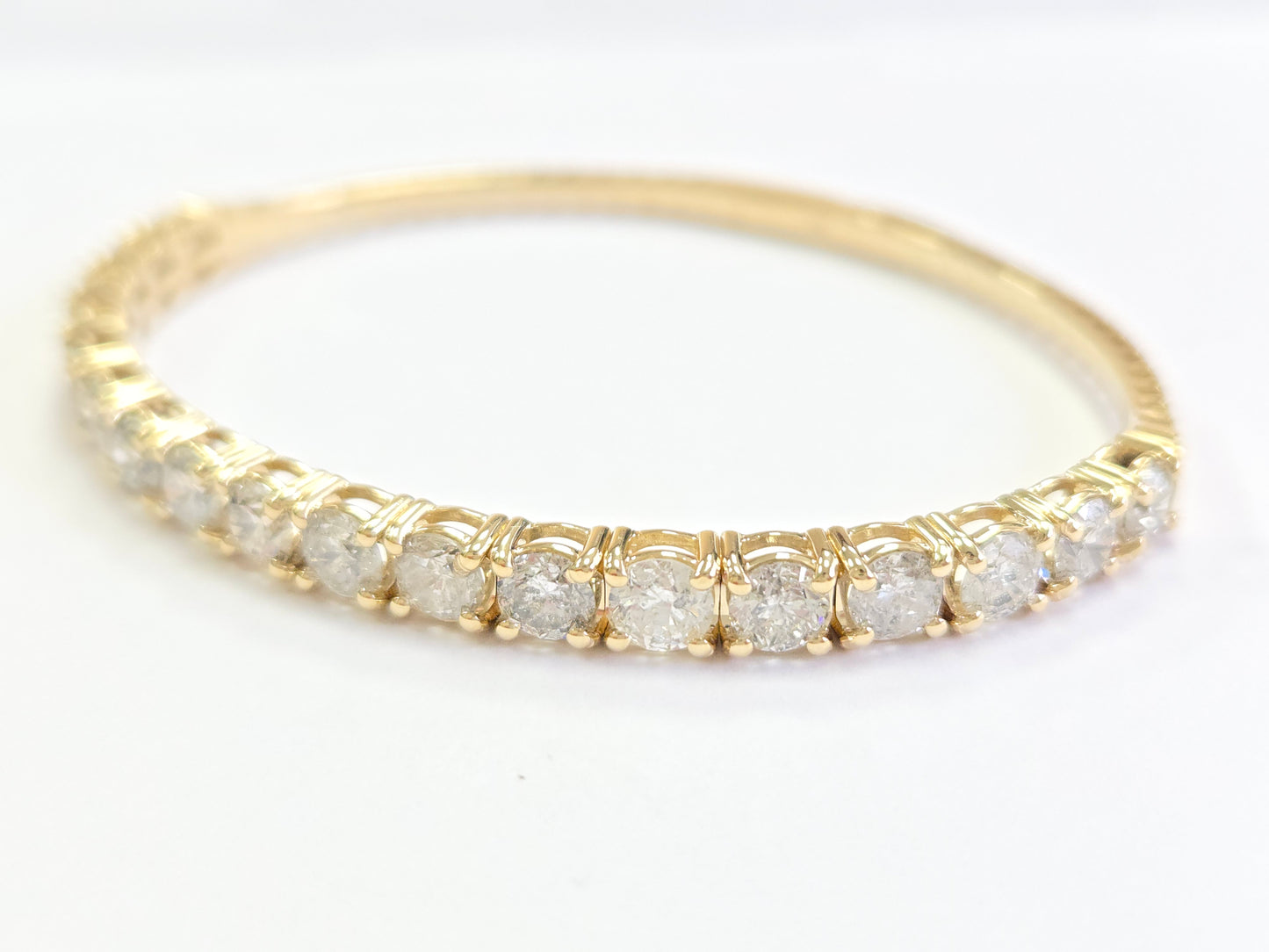 7.12 Carat Flexible Bangle Natural Diamond Yellow Gold 14 Karat