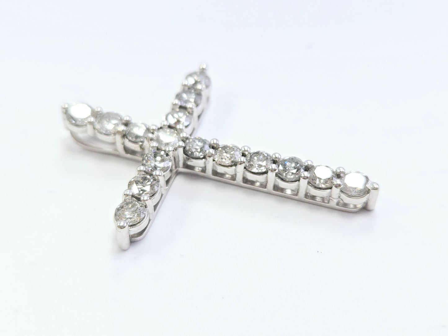 5.33 Carat Natural Diamond Cross Pendant 14 Karat White Gold