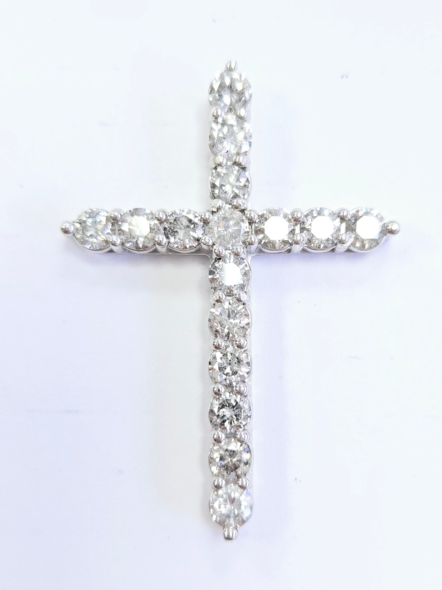 5.33 Carat Natural Diamond Cross Pendant 14 Karat White Gold
