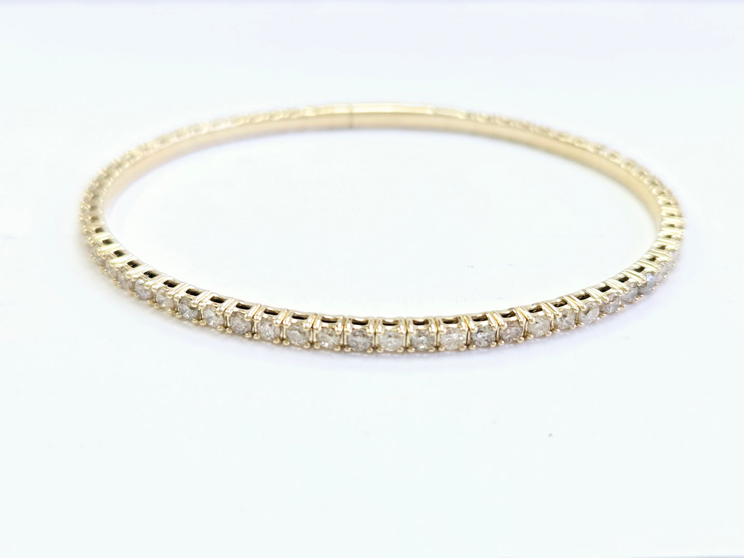 2.82 Carat Flexible Bangle Natural Diamond Yellow Gold 14 Karat