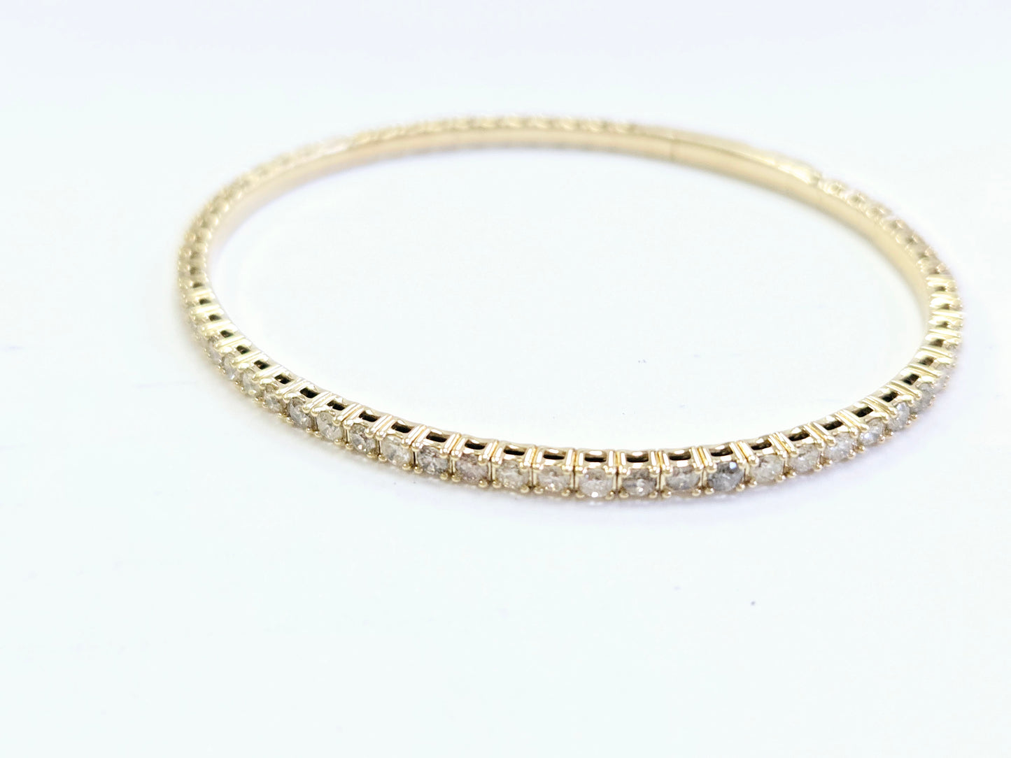 2.82 Carat Flexible Bangle Natural Diamond Yellow Gold 14 Karat