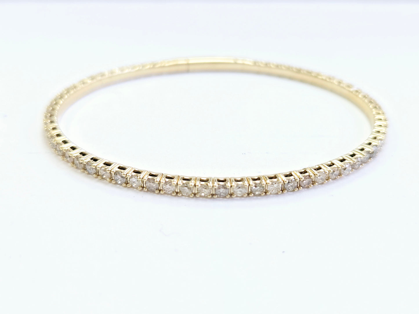 2.82 Carat Flexible Bangle Natural Diamond Yellow Gold 14 Karat