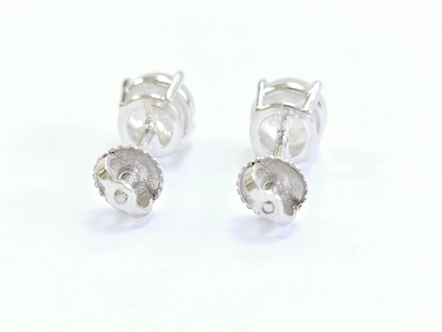 2.18 Carats Natural Diamond Round Shape Studs 14 Karat White Gold