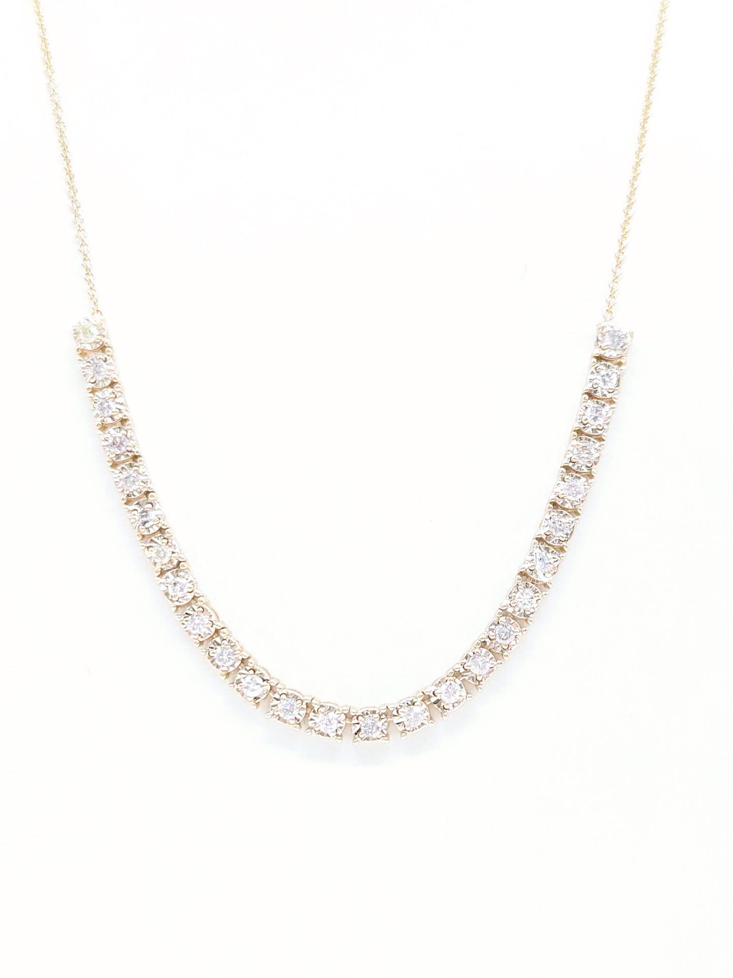 1.03 Carat Natural Illusion Setting Diamond Mini Necklace 19''