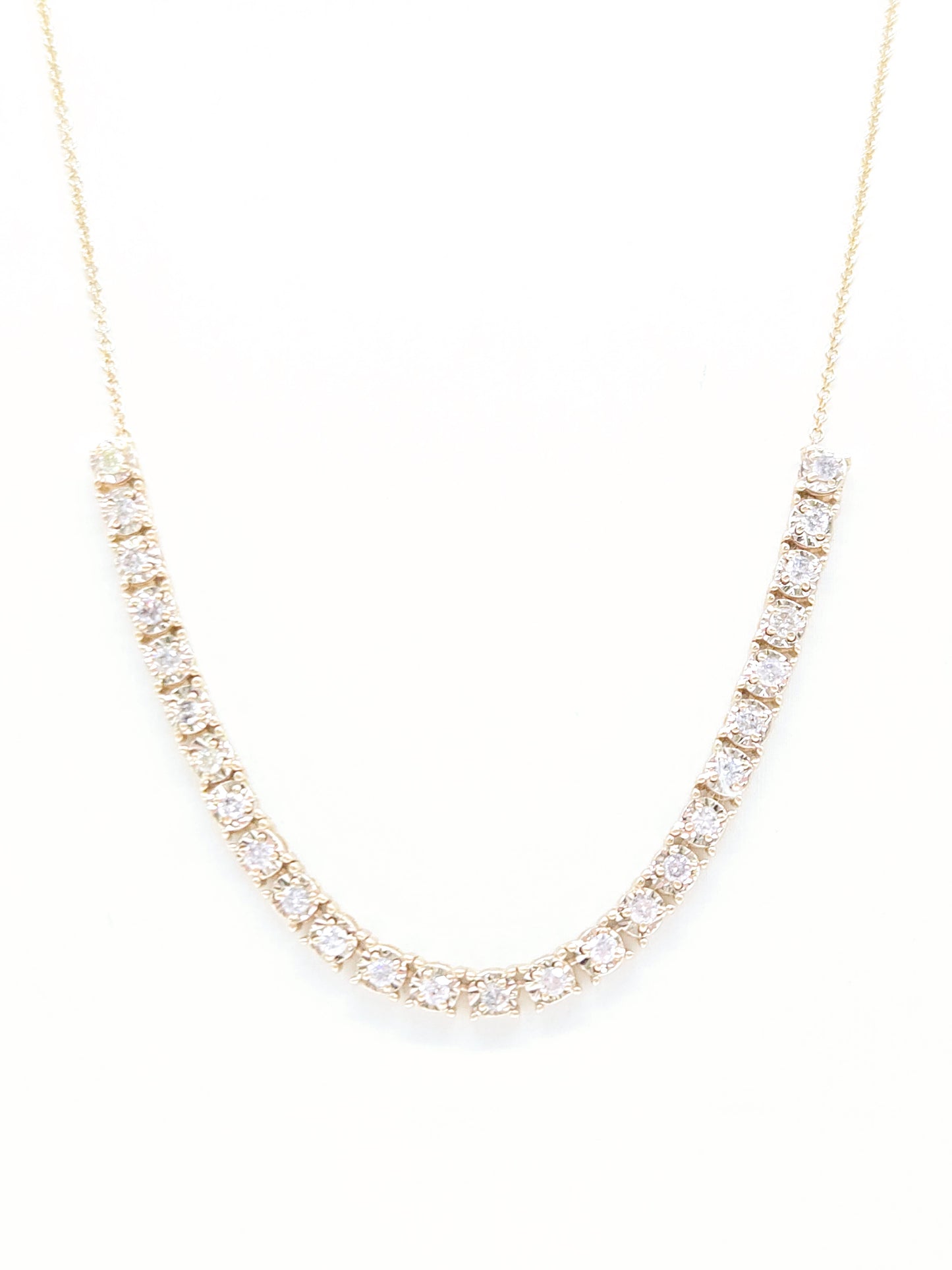 1.03 Carat Natural Illusion Setting Diamond Mini Necklace 19''