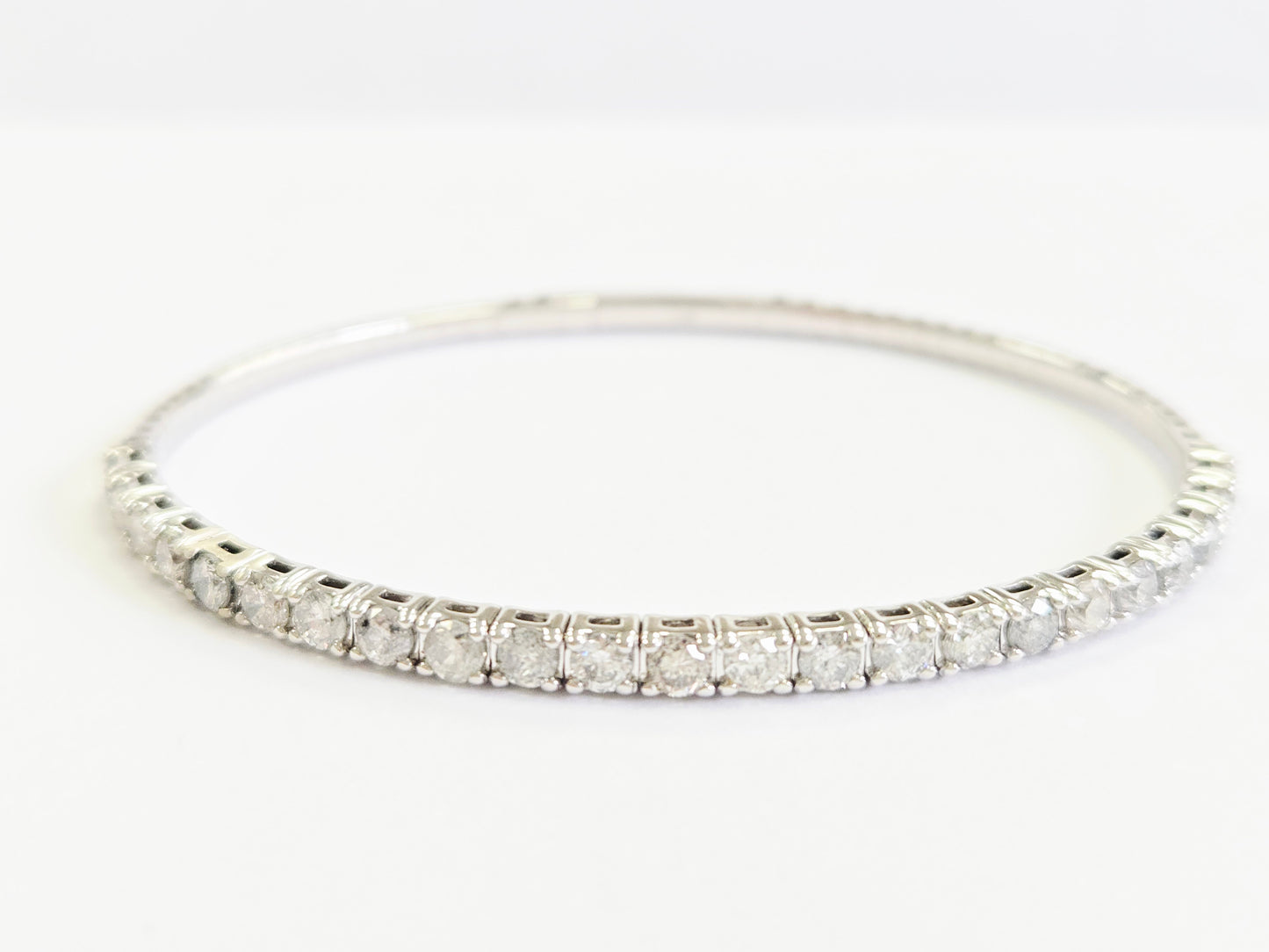 3.70 Carat Natural Diamond Flexible Bangle White Gold 14 Karat