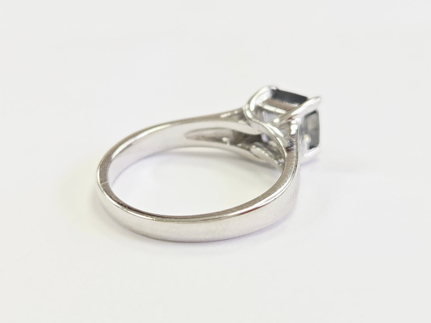 2.32 Carat Radiant-Cut Natural Green Sapphire Ring in 14K White Gold